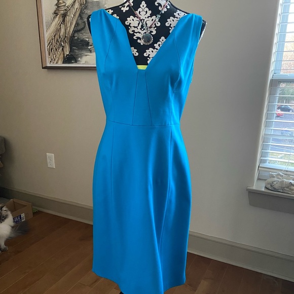 Elie Tahari Turquoise Dress Neon Accents, Size 14 - Picture 1 of 5
